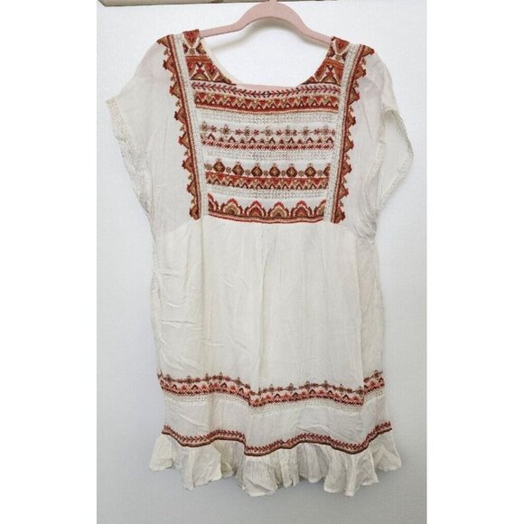 Free People Mini Dress Sunrise Wanderer Boho Tribal Pattern w/ Pockets Small - Picture 3 of 13